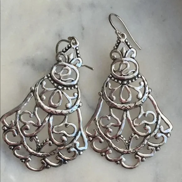 Silpada Sterling Silver Flamenco Flare Filigree Chandelier Ornate Earrings W2949 - Picture 10 of 15